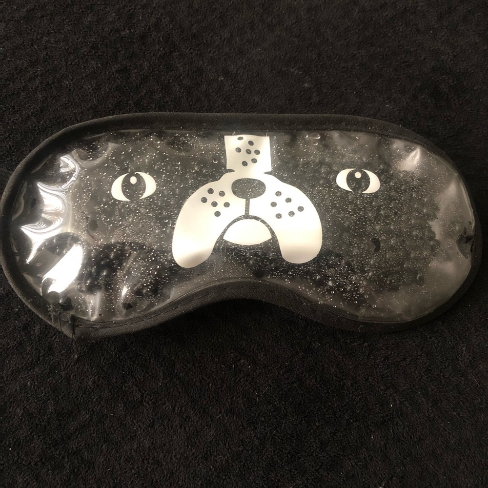 🌞 NWOT Dog Lovers black Sleeping Mask liquid filled puppy dog eyes One size